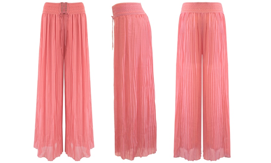 Image 3: Pleated Chiffon Palazzo Trousers or Maxi Skirt with Woven Waist