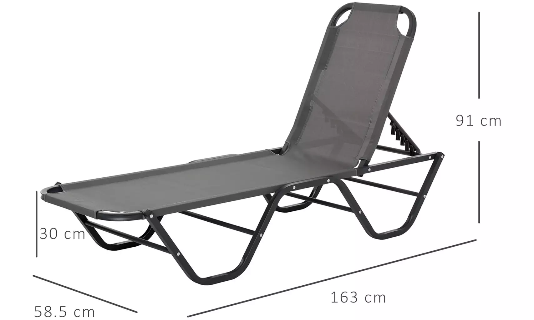 Outsunny Sun Lounger Recliner with Five Position Adjustable Backrest