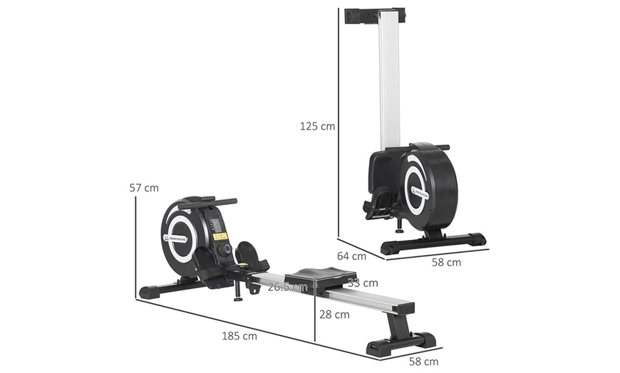 Image 3: HomCom Adjustable Rowing Machine for Indoor Fitness 