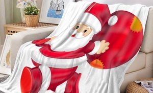 Christmas Santa Claus Print Double-sided Flannel Blanket