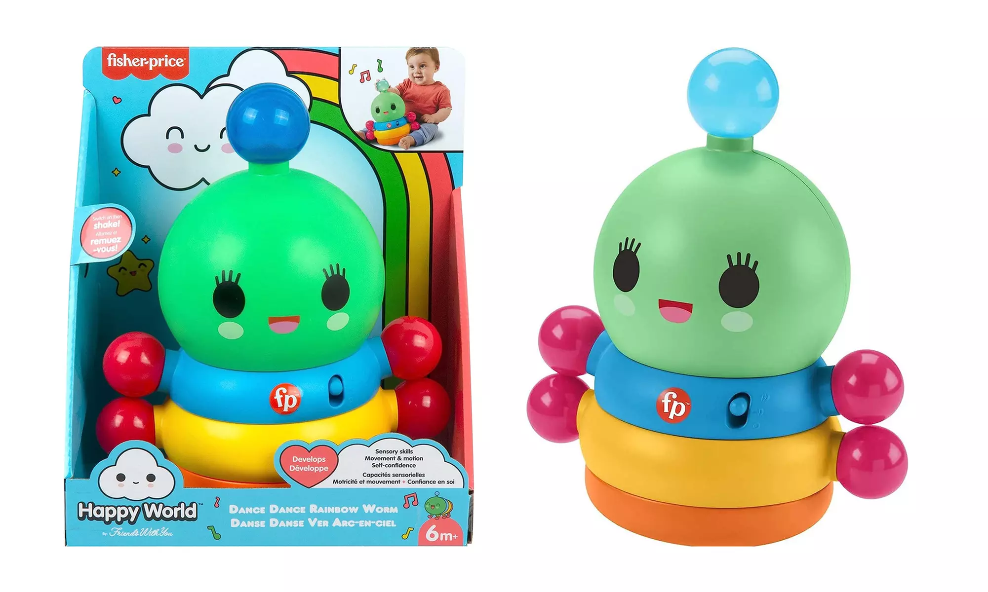 Fisher Price Happy World Dance Rainbow Worm Musical Toy - Primary Image