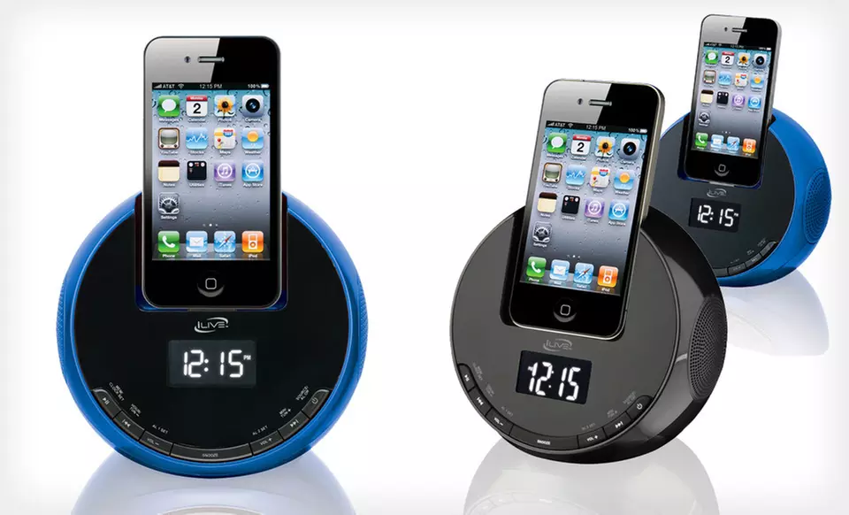 $24.99 for an iLive Clock Dock in Blue or Black ($59.99 List Price). Free Shipping and Free Returns. - Primary Image
