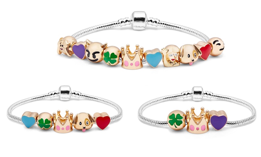 Image 1: OMG Jewel Emoji Charm Bracelet