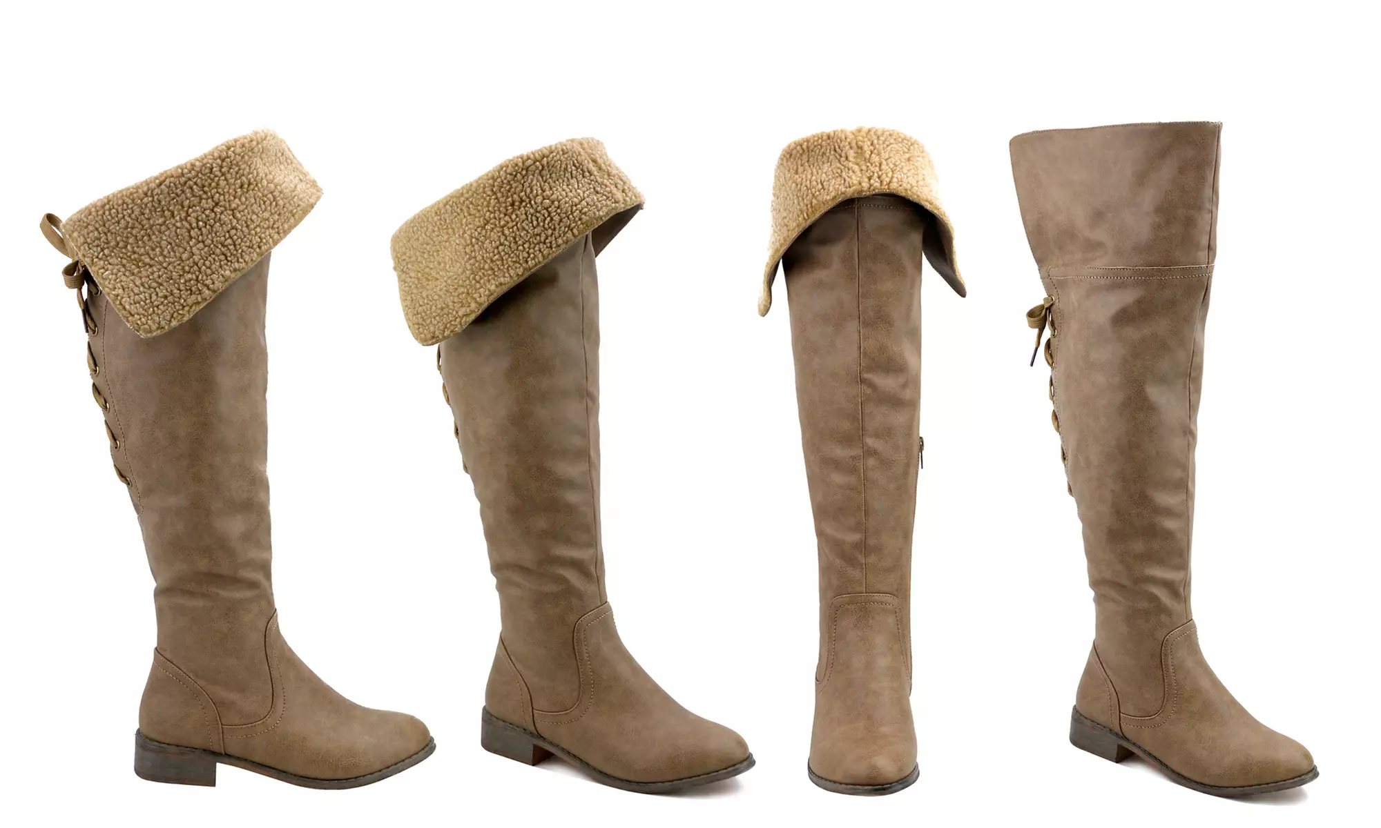 Women's Foldable Sherpa Cuff Over the Knee Boots (Size 8) - Primary Image