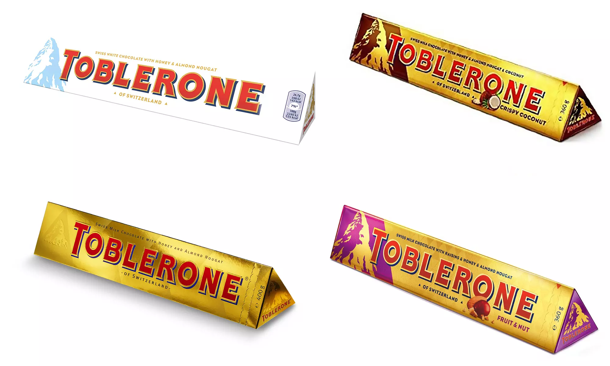 3x 360 g Toblerone Schokoriegel in 4 verschiedenen Sorten - Primary Image