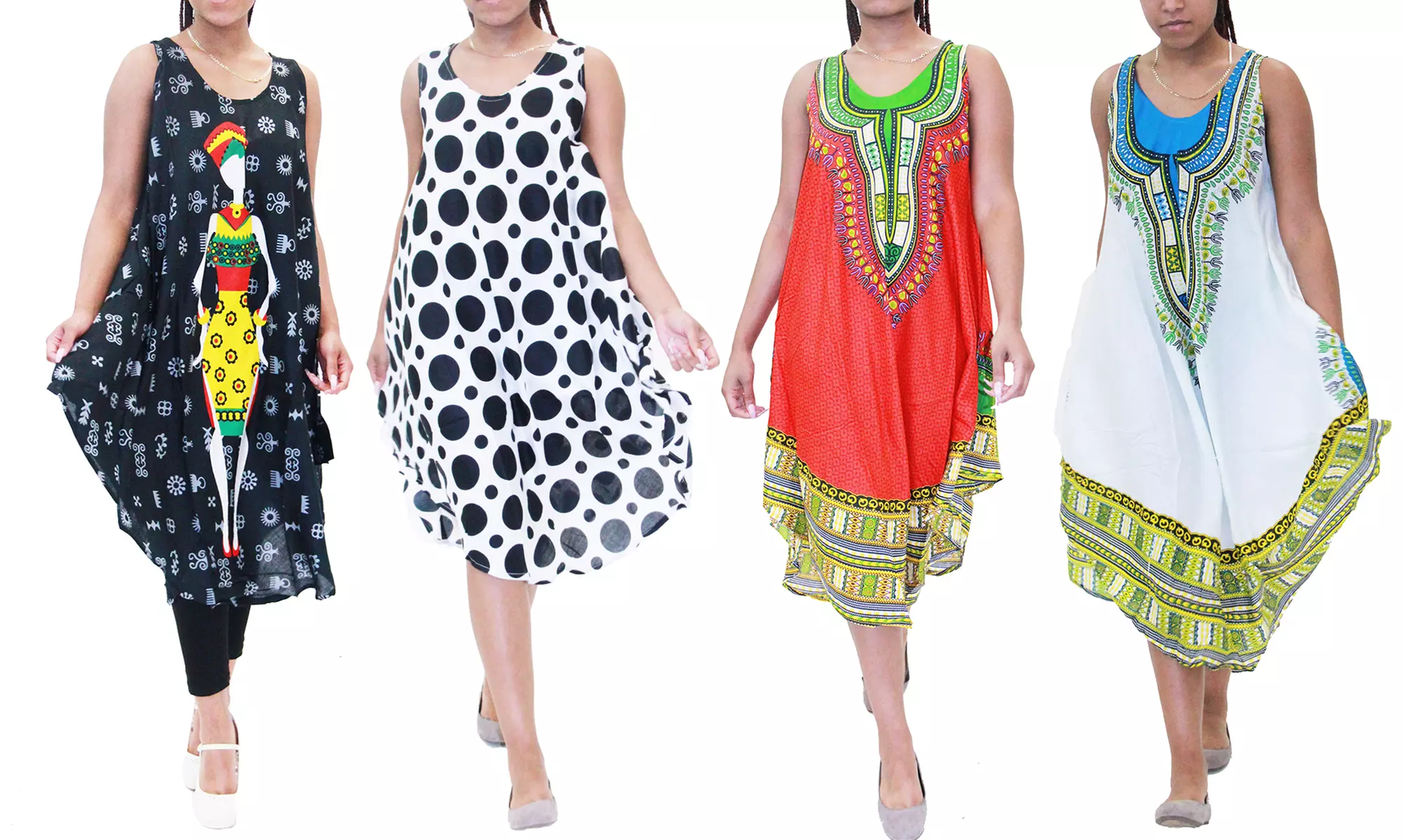 Womens assorted sleeveless and dashiki- style dresses - Primary Image