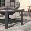 Image 2: Outdoor Square-Shaped Fire Pit BBQ Grill Table with Bottom Shelf 