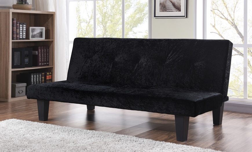 Image 3: Crushed Velvet Fabric Sofa Bed