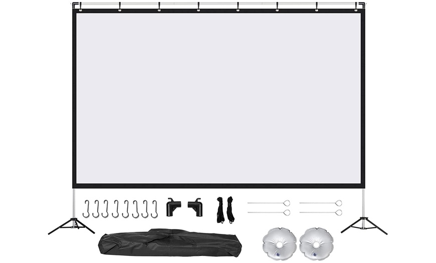 Image 3: HomCom Projector Screen and Stand
