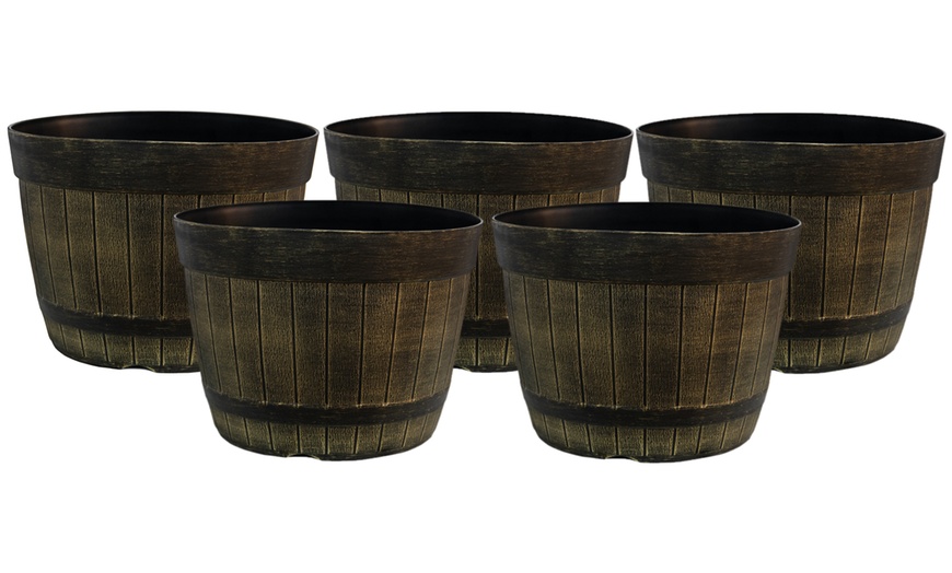 Image 3: Two or Five Whiskey Barrel Planters