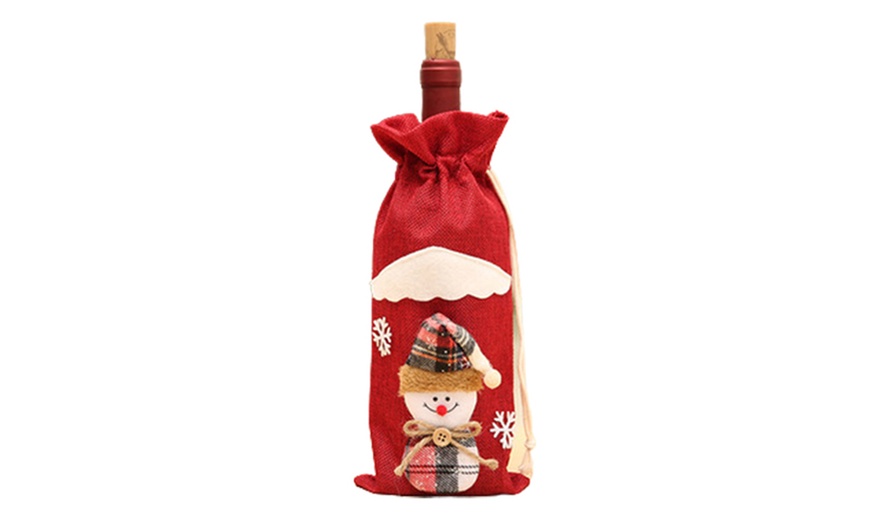 Image 5: One, Two or Four Christmas Wine Bottle Cover Bags