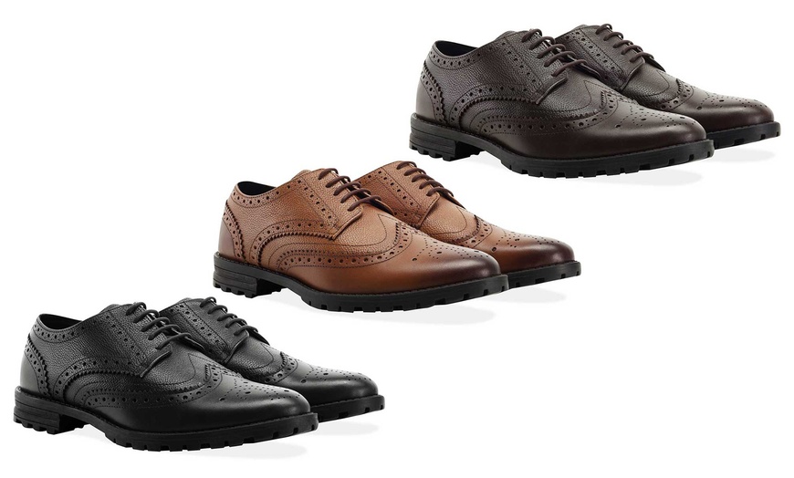 Image 1: Men's Leather Chunky Brogues