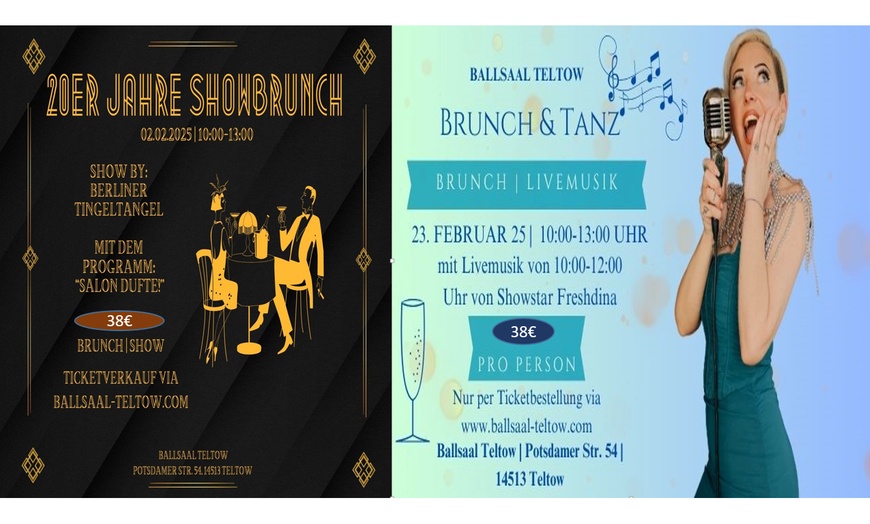 Image 1: Ticket für Brunch-Veranstaltung am 2. oder 23. Feb. im Ballsaal Teltow