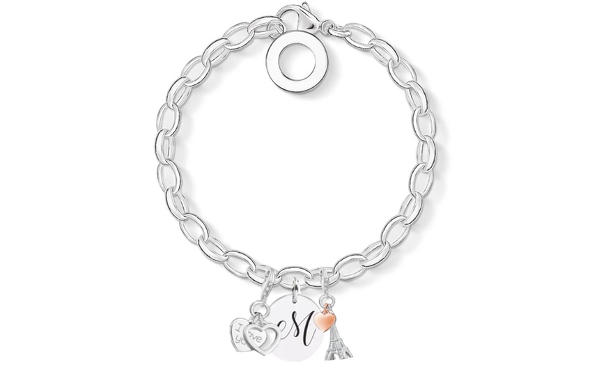 Image 14: Initial Charm Bracelet Made with Crystals from Swarovski®