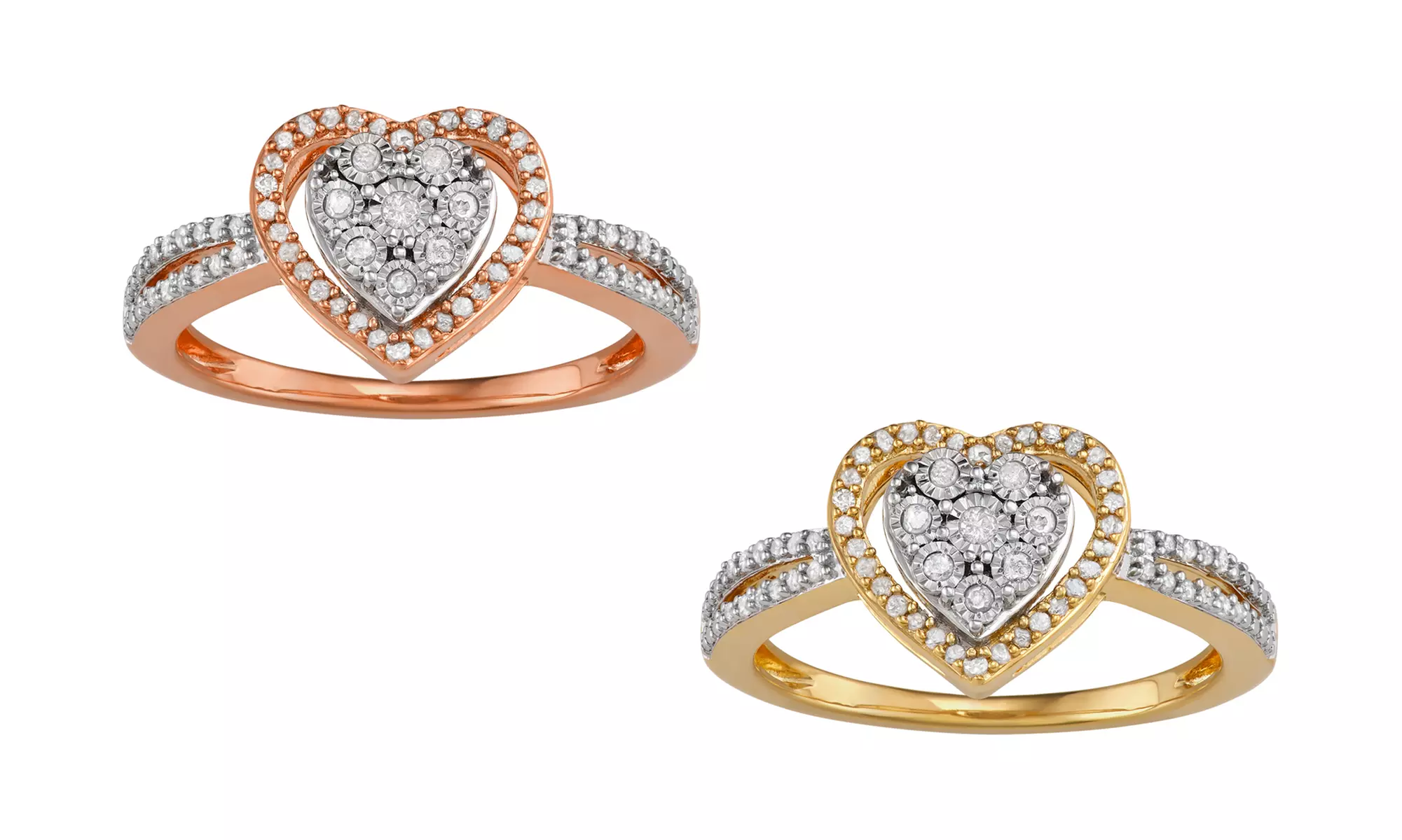 1/4 CTTW Diamond Cluster Heart Frame Ring in Silver by DiamondMuse - Primary Image