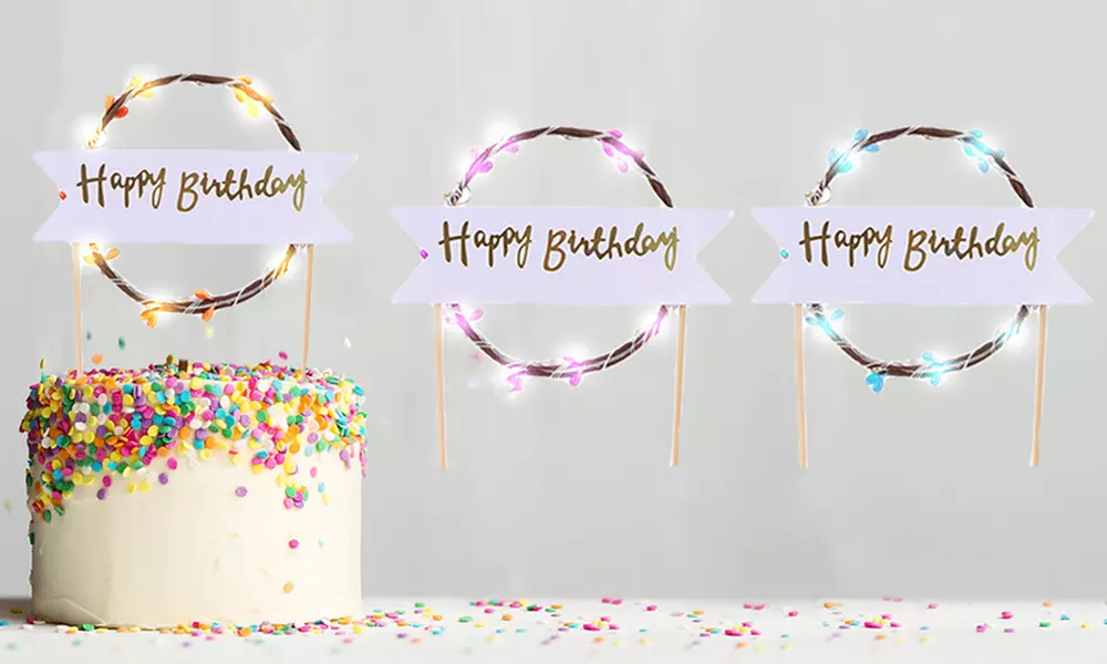 Up to 12 Happy Birthday LED Cake Toppers - Primary Image