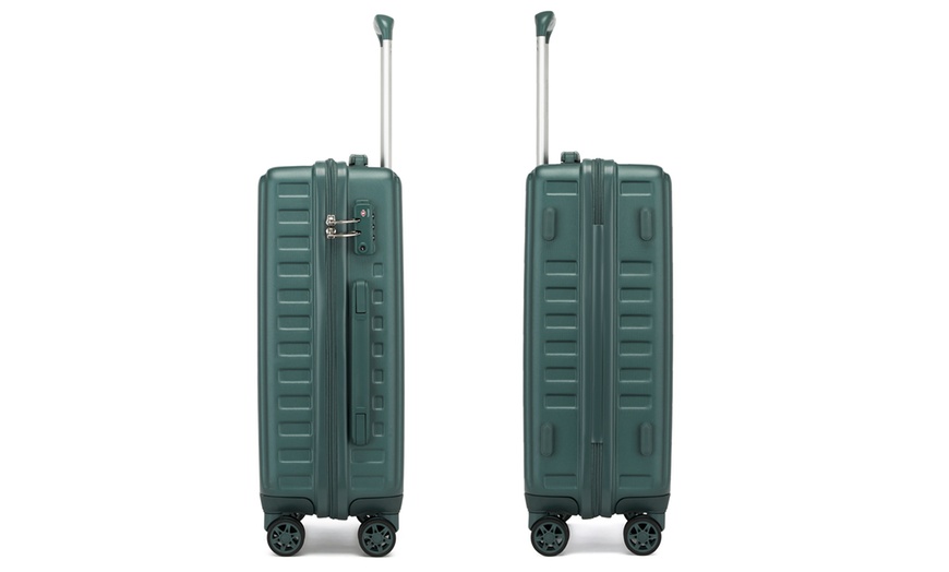 Image 6: Three-Piece Sleek Geometric Pattern Hard Shell ABS+PC Suitcase Set 