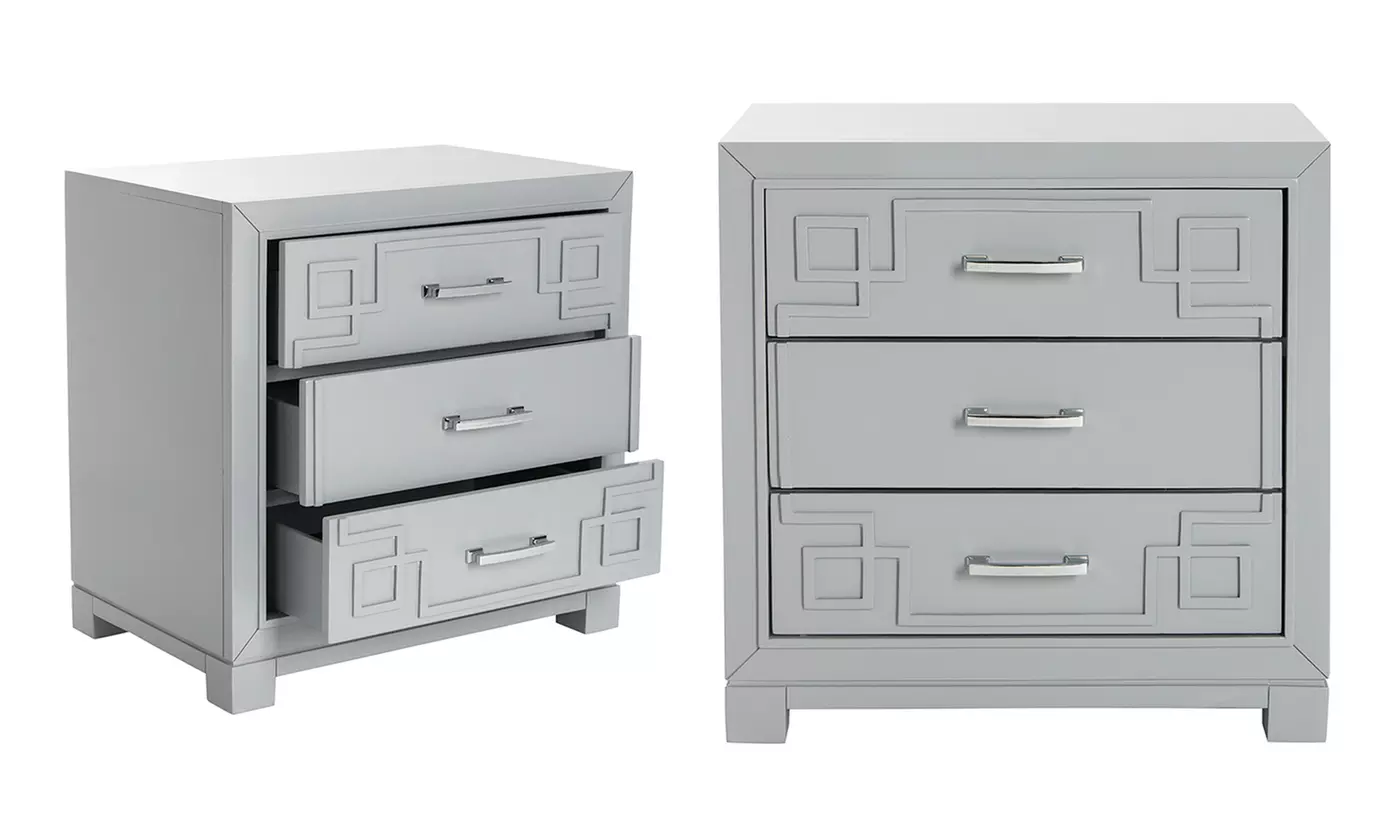Safavieh Raina 3-Drawer Greek Key Nightstand - Second Medium
