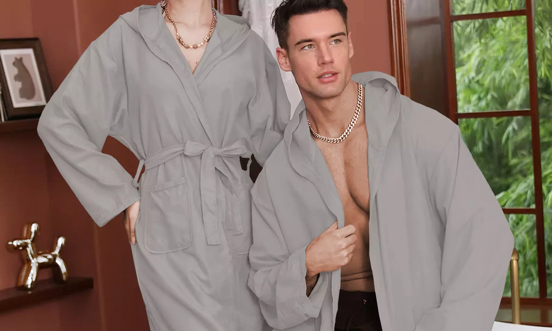 Accappatoio unisex in microfibra con cappuccio