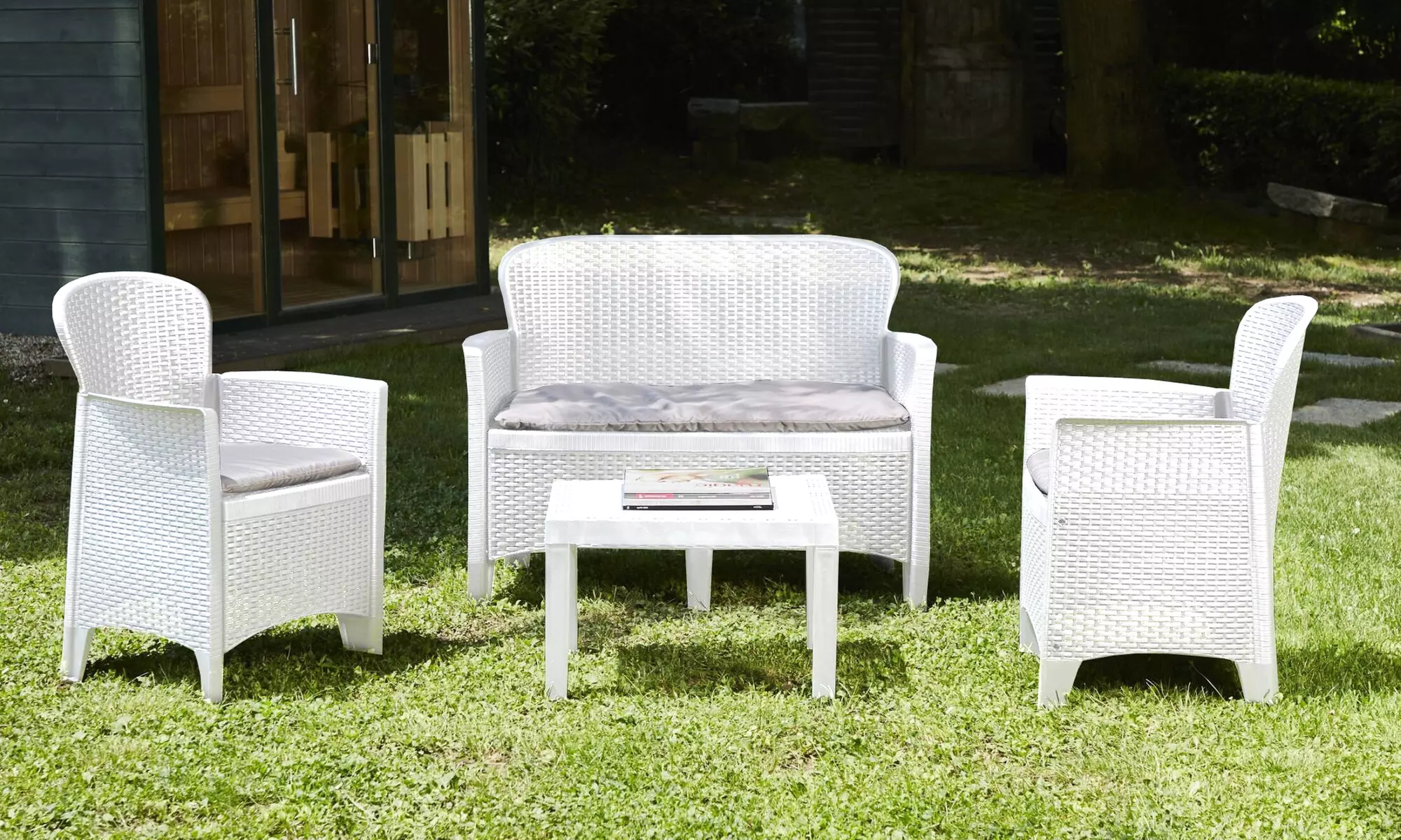 Tuinset met rotan meubels inclusief kussens