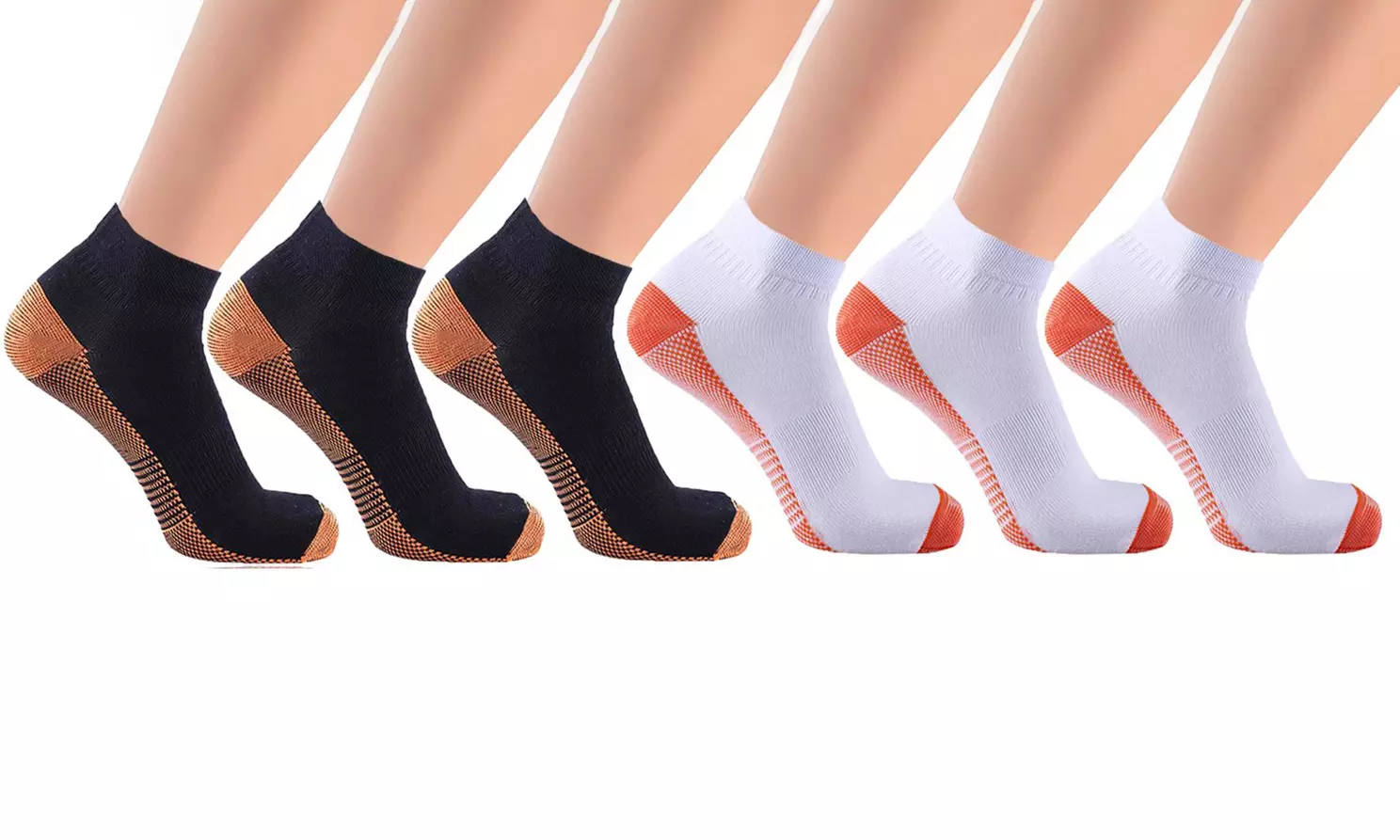 Copper-Infused Unisex Compression Crew Socks (6 Pairs) - Primary Image