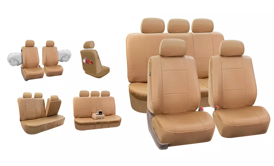 Full Set of Faux-Leather Car-Seat Covers Airbag Compatible and Split Rear  - Second Medium