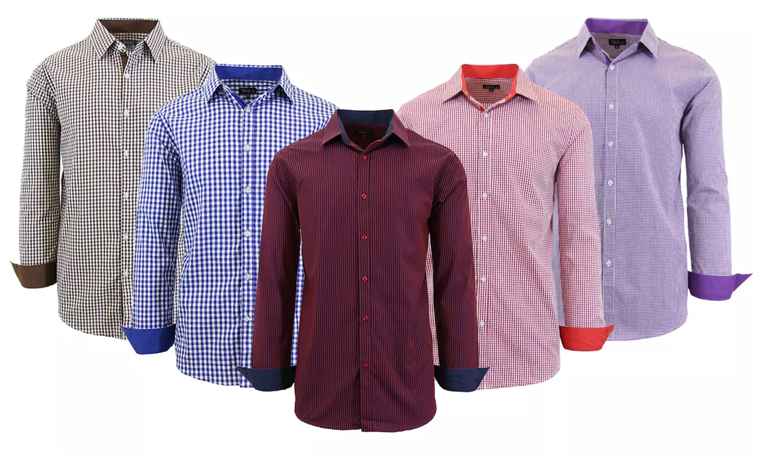 Men's Long Sleeve Slim-Fit Cotton Dress Shirt - Primary Image