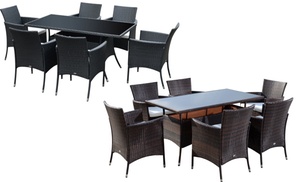 Outsunny Seven-Piece Rattan-Effect Dining Set