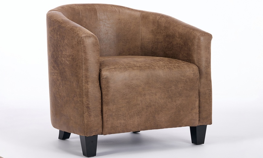 Image 6: Bronzing Fabric Tub Chair with Footstool