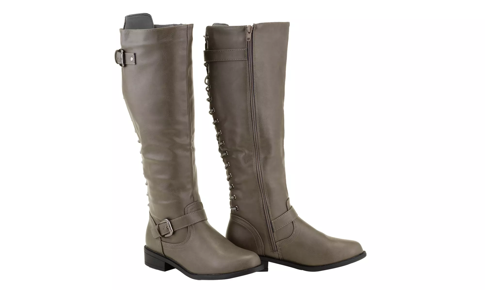 Lulu and Pearl Women's Knee-High Lace Back Boot (Up to Size 11) - Second Medium
