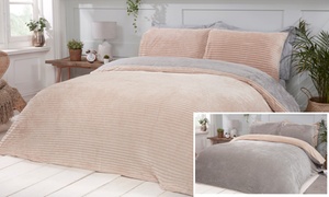  Plush Ribbed Fleece Duvet Set 