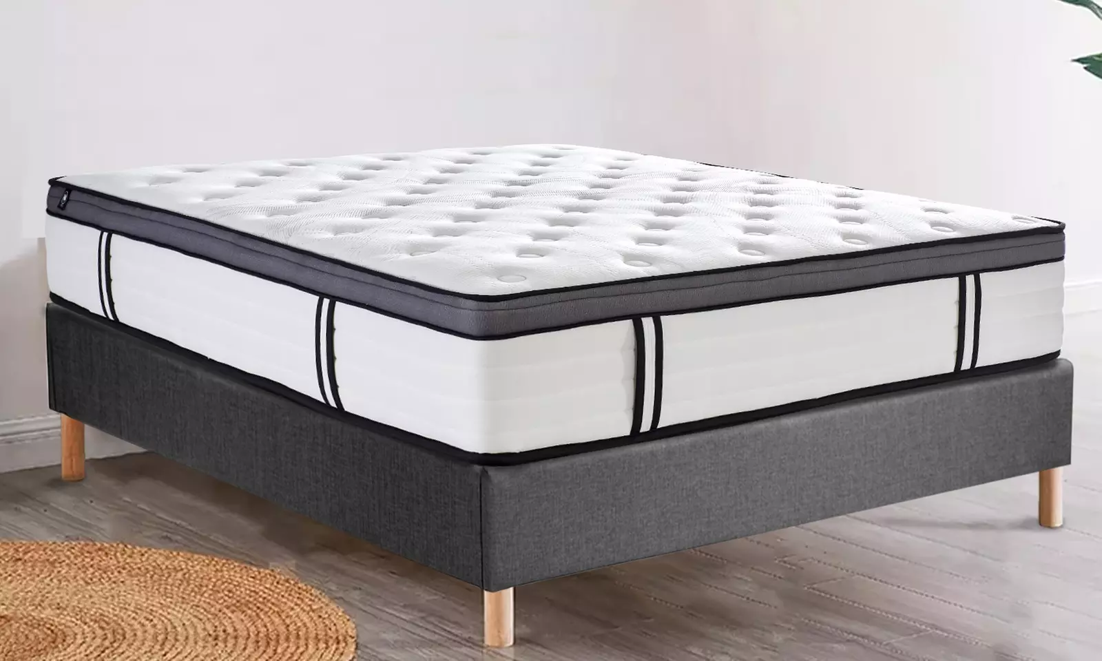 Matelas Grand View, 7 zones avec ressorts ensachés, mémoire de forme et latex ventilé, 32cm, avec/sans sommier, Sampur - Primary Image