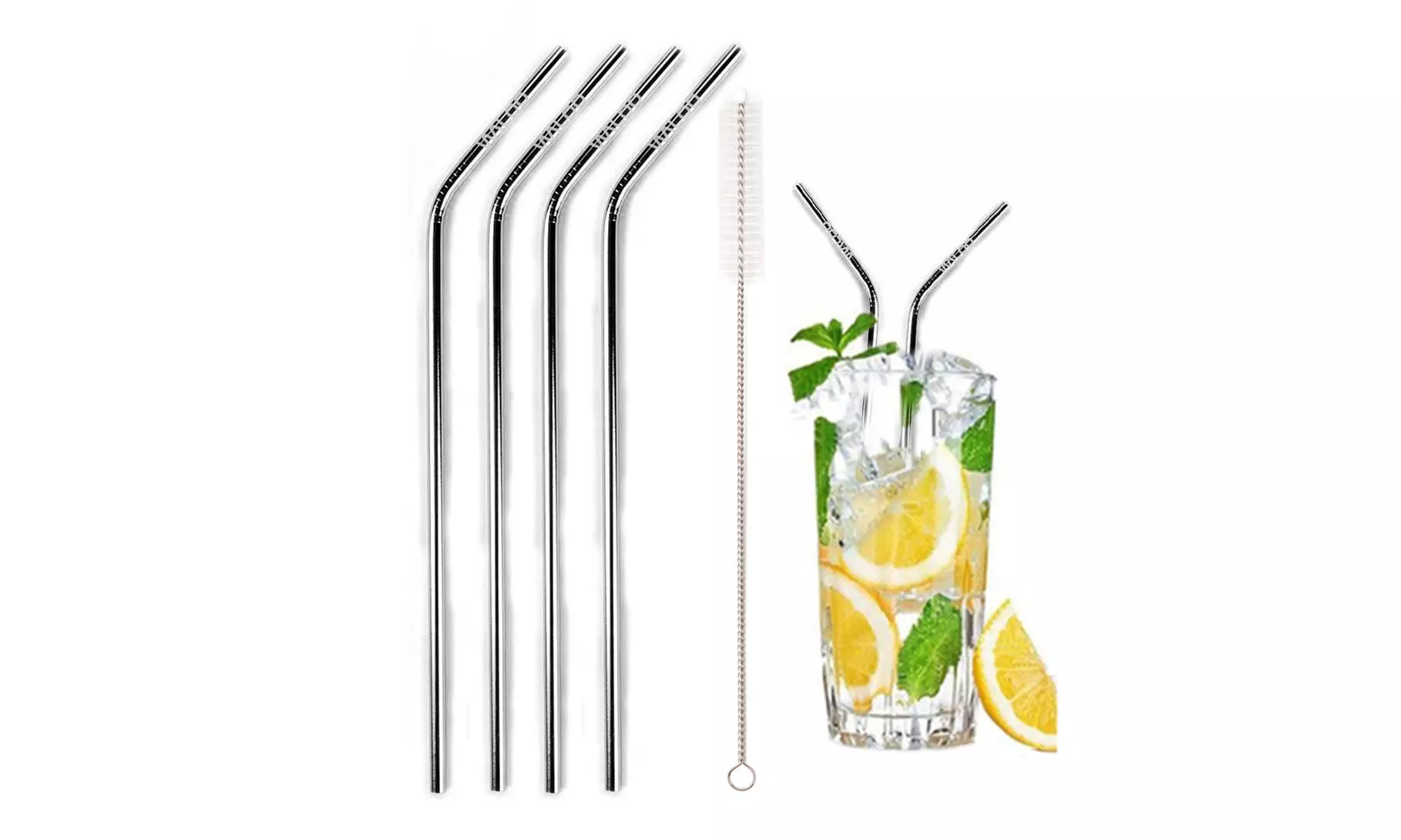 Stainless Steel Straws. Multiple Colors Available (4 or 8-Pack) - Primary Image