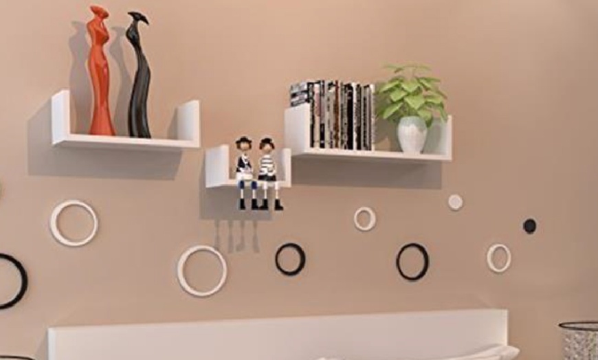 Image 2: Set of Three Floating Display Shelves with Wall Mounts