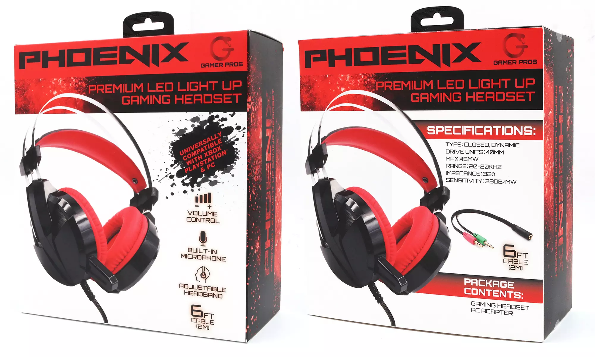 GamerPros Phoenix LED Light-Up Gaming Headphones for Xbox, PlayStation, and PC - Second Medium