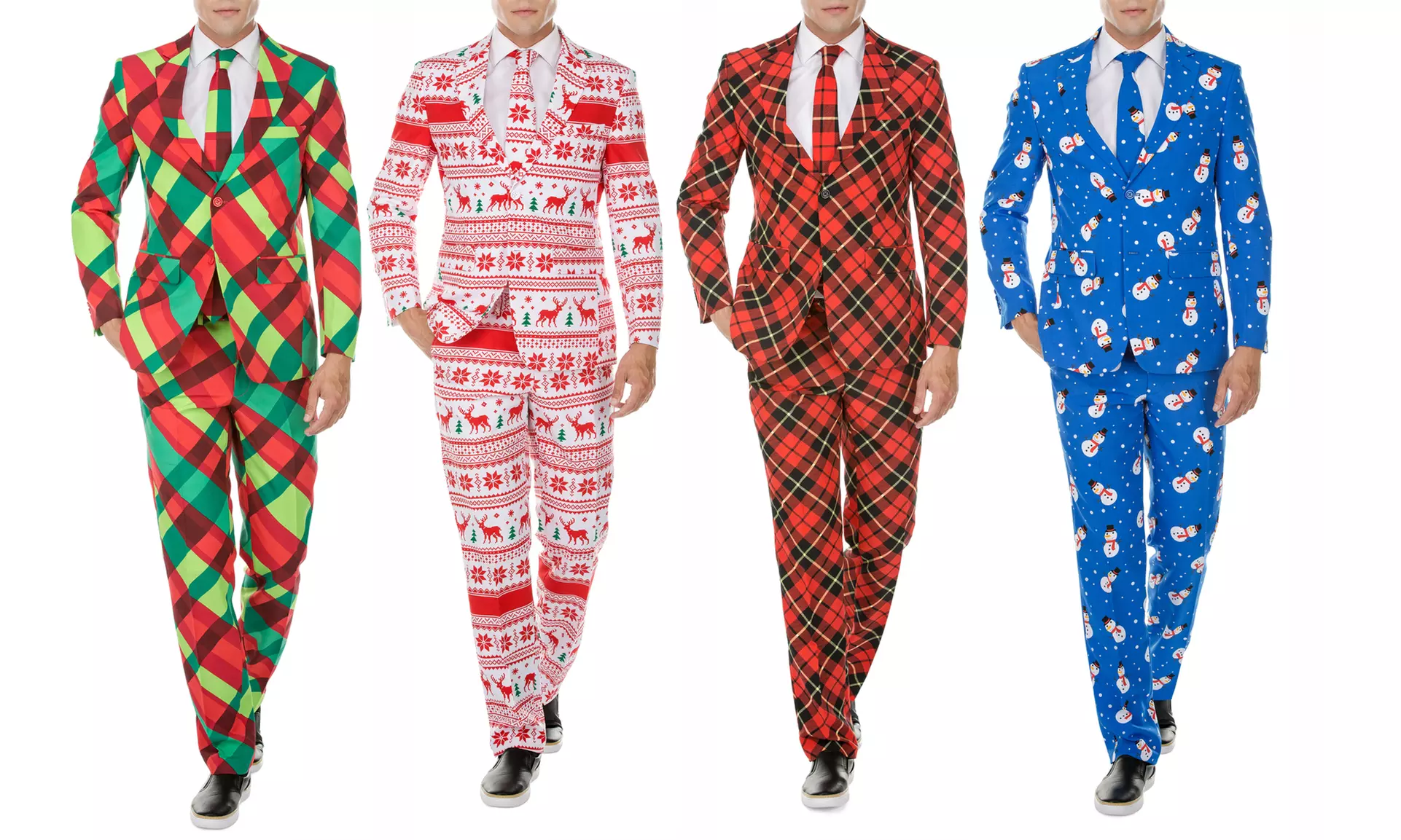 Men's Classic Fit Christmas Suit with Matching Tie   - Primary Image