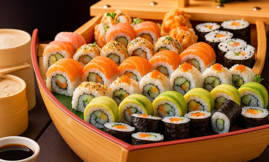Image 1: Sushi Experience voor twee: verse Miso soep & 42 stuks sushi boot