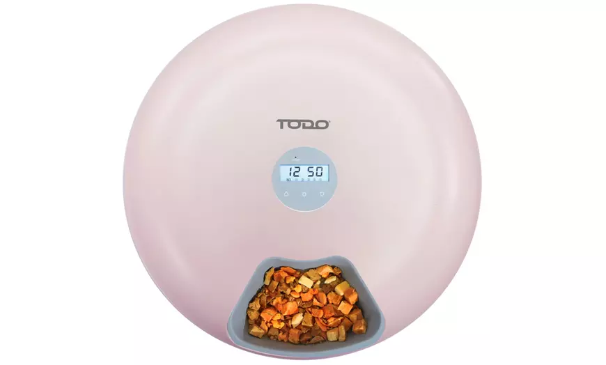 Image 5: Smart Six-Meal Automatic Pet Feeder with LCD Display & USB Power