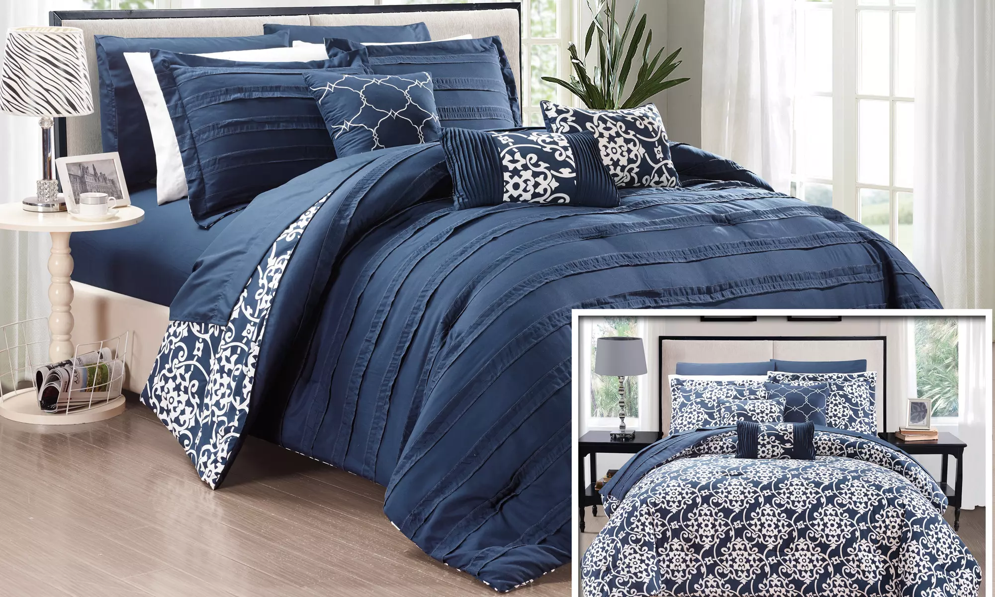 Monique Reversible Microfiber Comforter Set with Sheets (10-Piece) - Second Medium