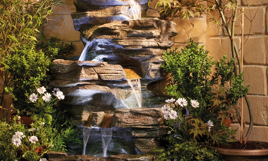 Image 2: Serenity Cascading Rock Pool Water Feature with Light