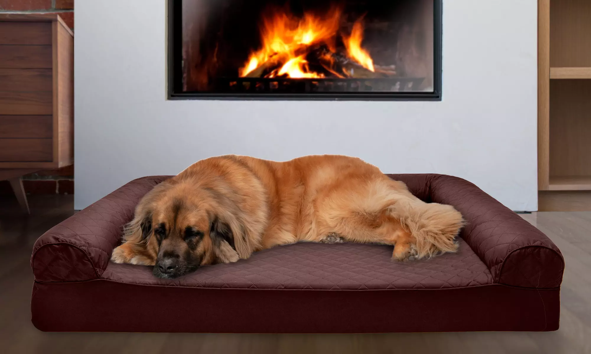 Furhaven Sofa-Style Quilted Memory Foam Pet Dog Bed - Primary Image