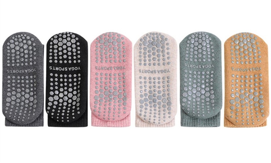 Image 2: One, Three or Six Pairs Non-Slip Socks With Grippers for Yoga