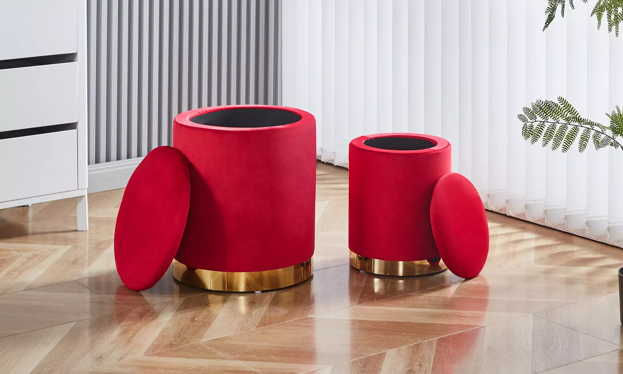 Juego 2 puffs de terciopelo