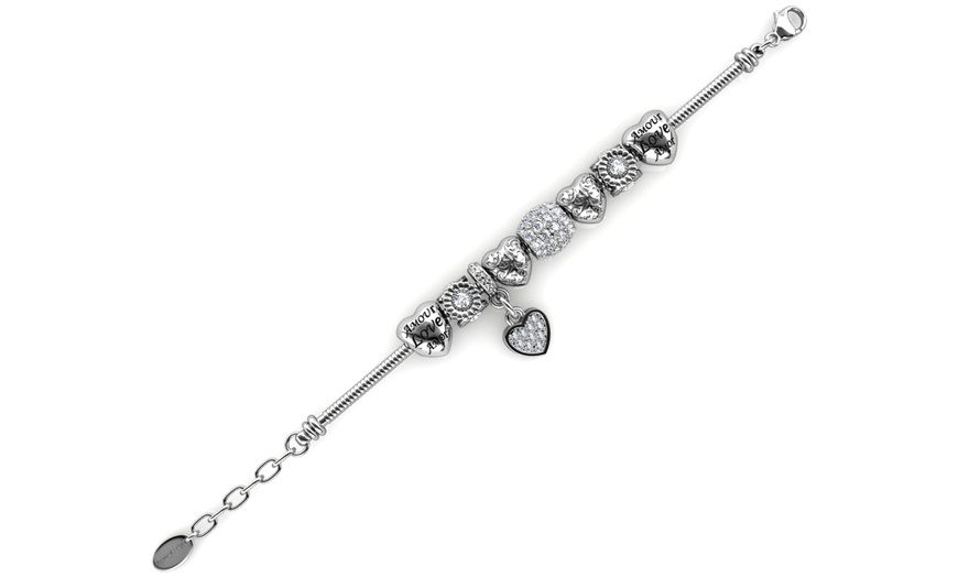 Image 8: Drop Heart Charm Bracelet Made with Crystals from Swarovski®
