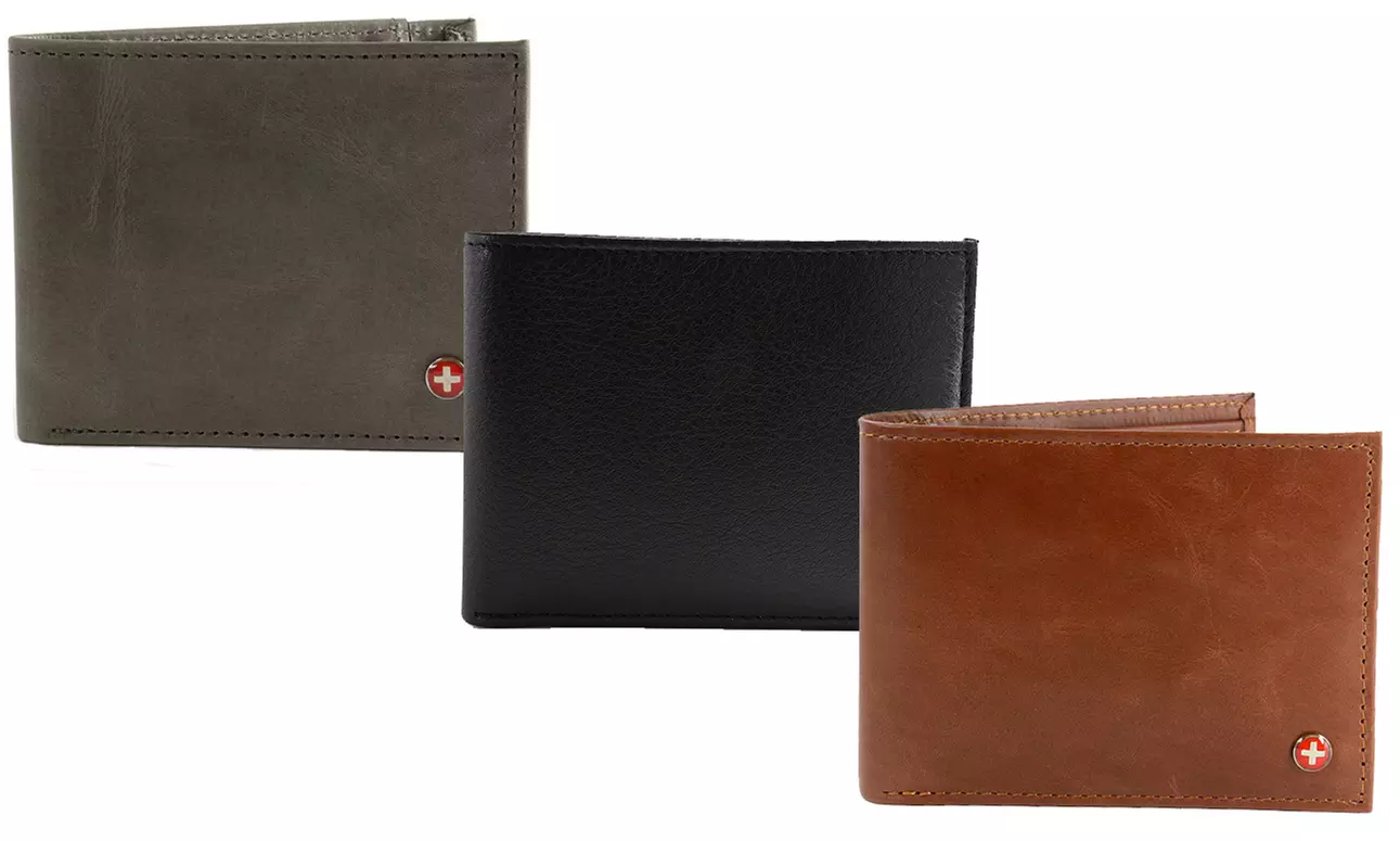 Alpine Swiss Leather RFID-Protected Bifold or Spring Money-Clip Wallet - Primary Image