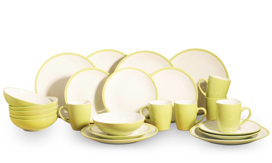 Image 1: 24-Piece Two-Tone Dinner Set