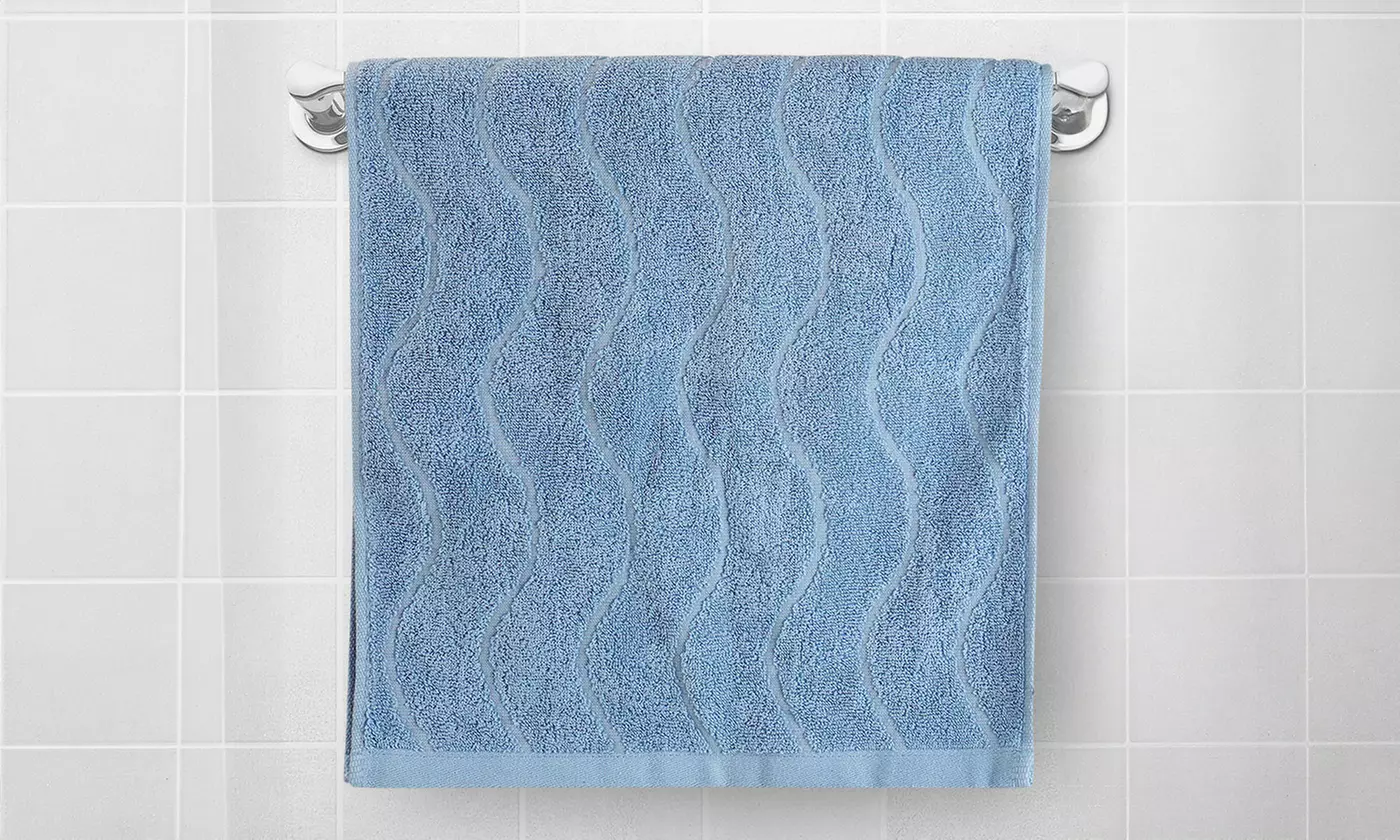  Set of Two SixtyShadesofGrey Wavy Striped Jacquard Cotton Hand Towels