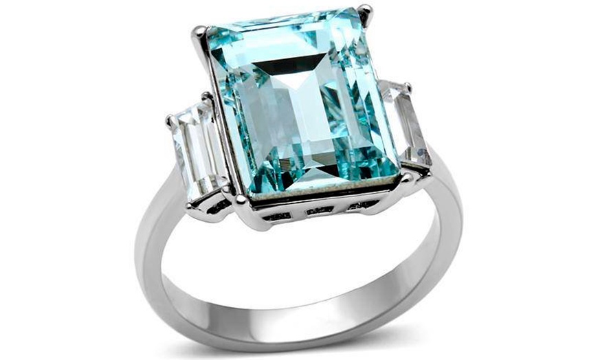 Up To 79% Off Aquamarine Stainless Steel Ring | Groupon