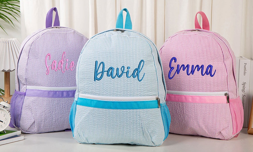 Image 2: One or Two Personalized Embroidery Backpacks in Six Fun Colors