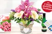 Blumen-Gesteck „Alles Liebe“ oder „Orchideengruß“ mit Schokolade, Perlwein & Grußkarte bei Bluvesa (28% sparen*) - Second Medium